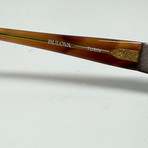 Bulova Turin Eyeglasses Full Rim Amber Brown Rectangular Frames 51-16-135 H19347 - Picture 5 of 7